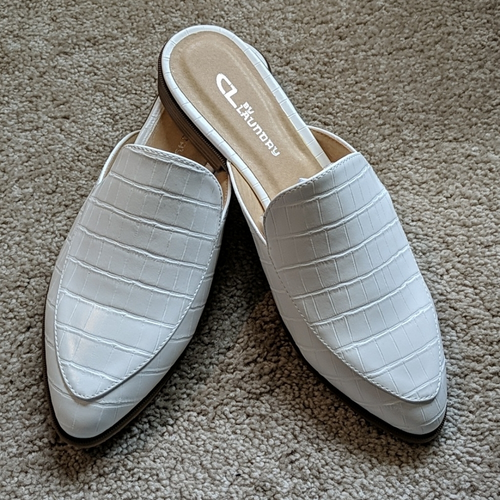 Faux croc mules